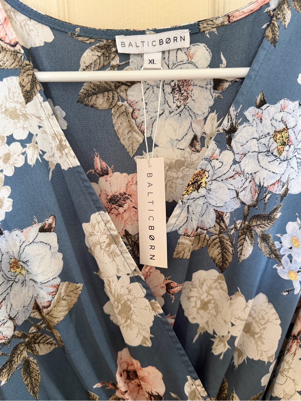 Baltic Born Blue Floral Wrap Maxi Dress with Pink & White Blooms - Picture 2 of 4